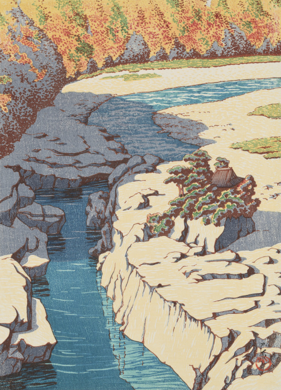 川濑巴水1925日本風景選集木曾の寝覚大橙漫设057
