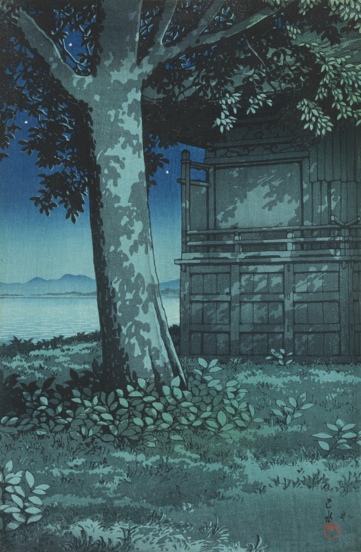 川濑巴水1927旅みやげ03集秋田八郎潟大橙漫设068
