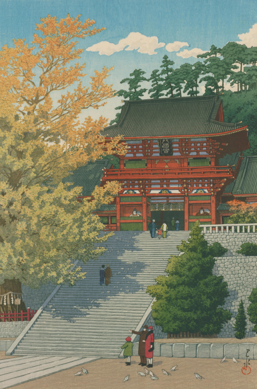 川濑巴水1931鶴岡八幡宮大橙漫设120
