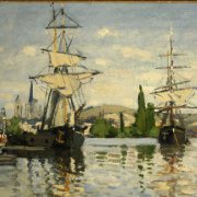 塞纳河上的船-莫奈超高清名画欣赏