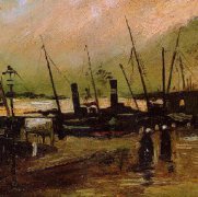 阿姆斯特丹的码头-梵高高清油画...