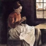 缝纫的女人-梵高油画作品