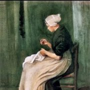 席凡宁根针织的女子-梵高油画作品