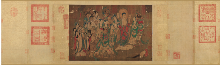 南宋 燃灯佛授记释迦文图卷(画心)绢本104x31
