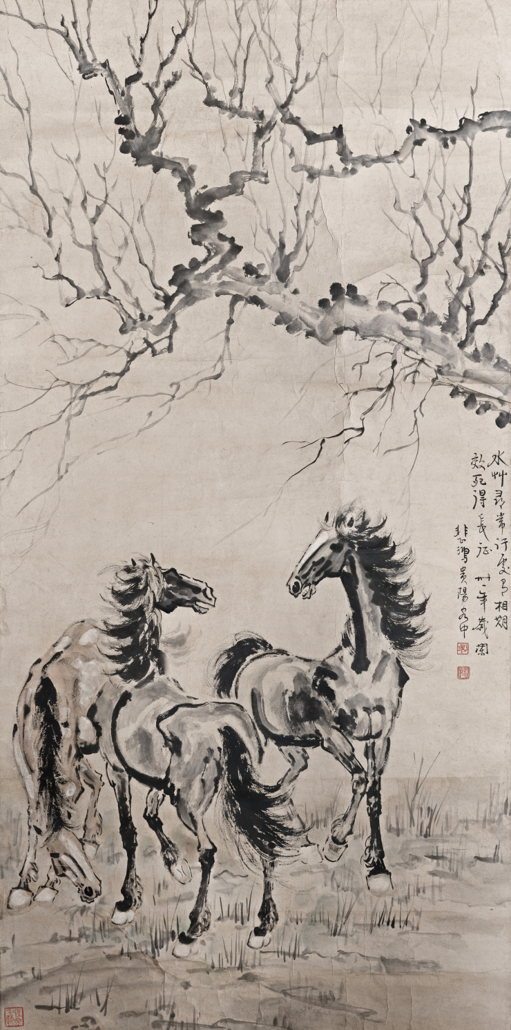 徐悲鸿 三骏图 高清大图下载