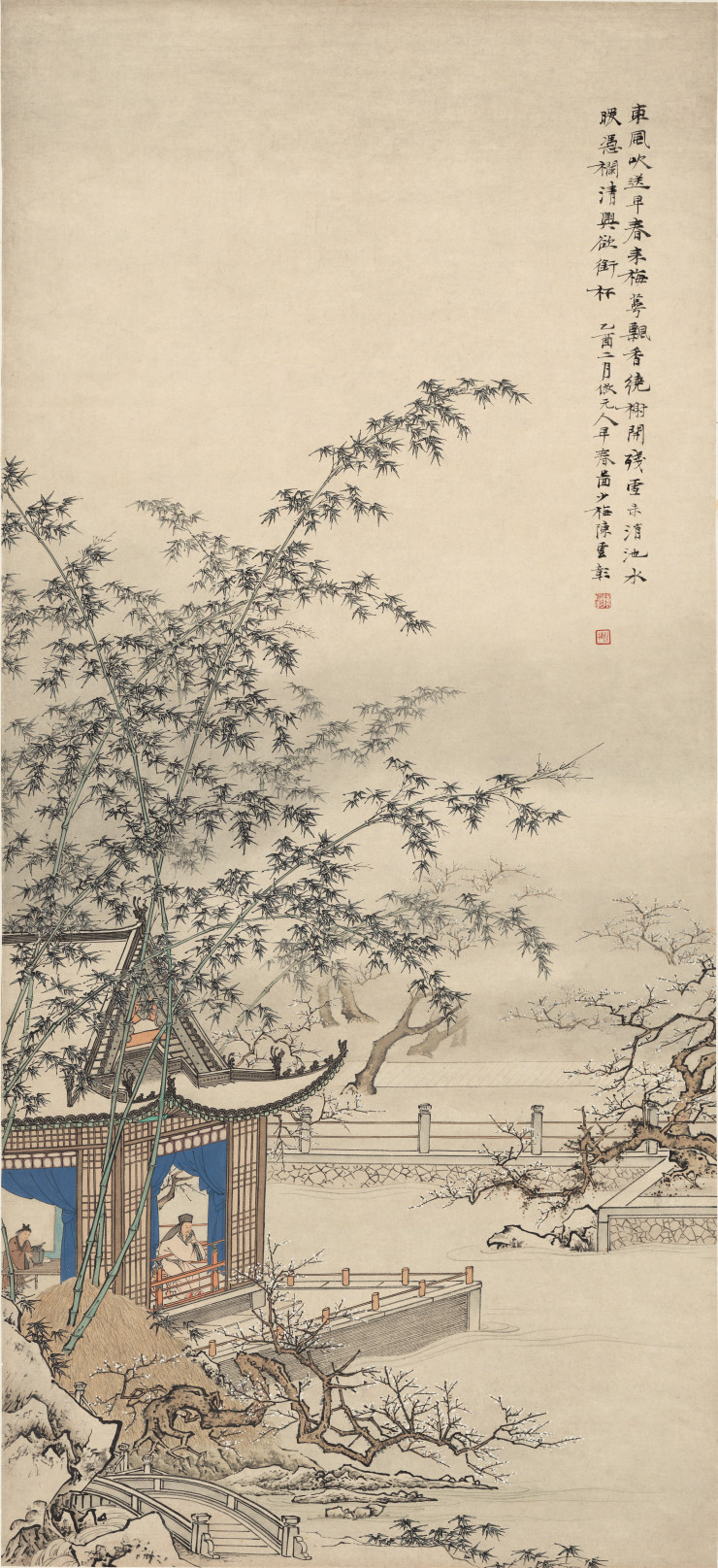 陈少梅 梅萼飘香图 纸本47.3x103.2 高清大图下载