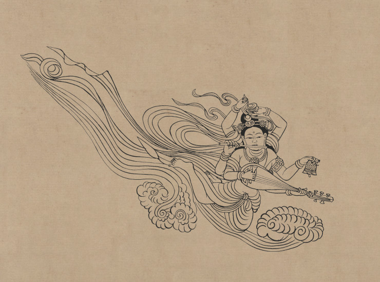 莫高窟148窟 盛唐 六臂伎乐飞天