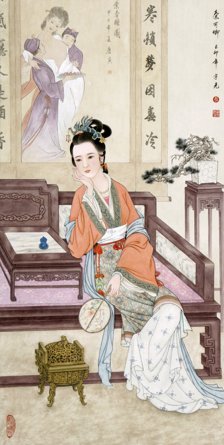 十二金钗工笔仕女图 秦可卿
