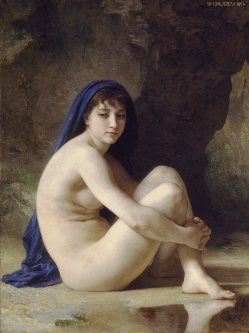 威廉·阿道夫·布格罗高清油画《抱膝坐的浴女 》下载053
