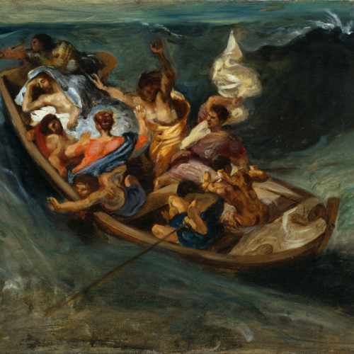 德拉克洛瓦油画《在革尼撒勒湖上...