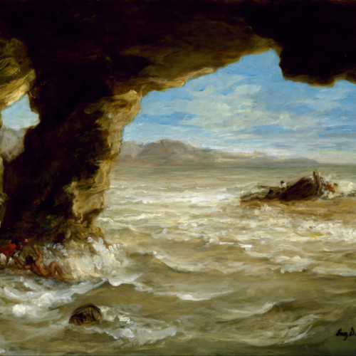 《海岸沉船》德拉克洛瓦油画高清大图-085