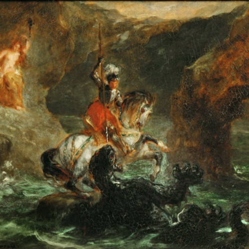 《圣乔治战斗龙》德拉克洛瓦油画高清大图-035