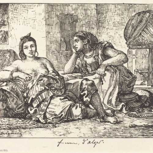 两个女人手稿 德拉克洛瓦油画高清大图11