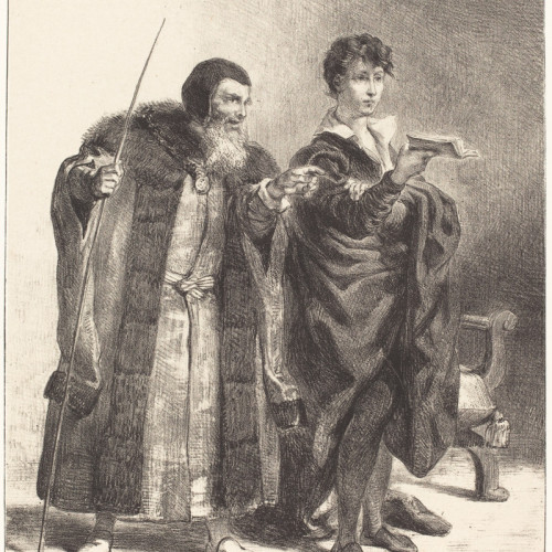 两个人物手稿 德拉克洛瓦油画高清大图-164