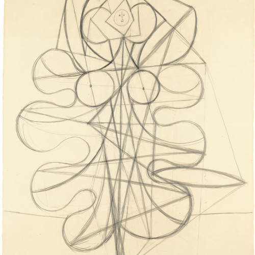 由线条和圆构成的女人 毕加索高清素描(173)