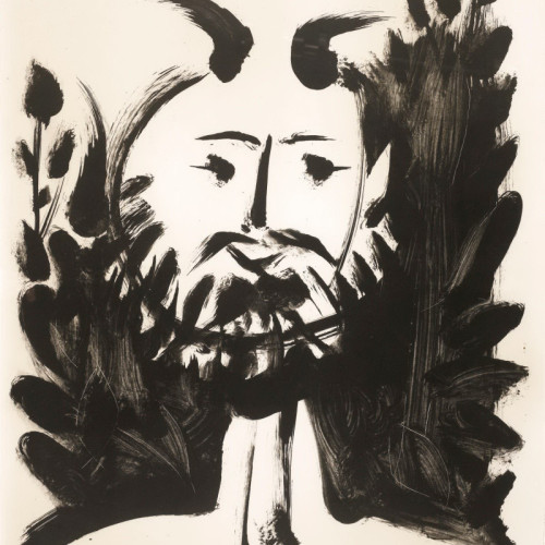 男子头像 毕加索高清素描(210)Faune Souriant (B. 519; M., Pp. 112), 1948