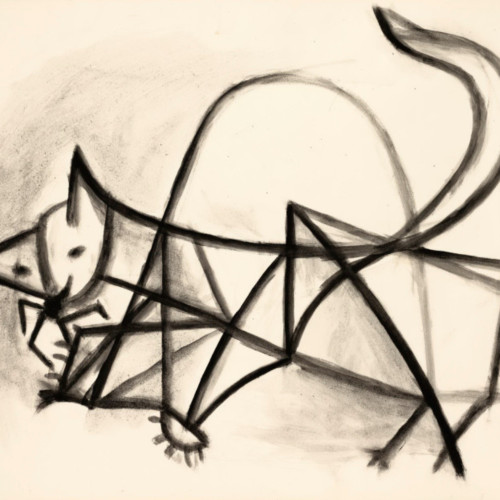 一只猫 毕加索高清素描(206)étude de chat, 1946