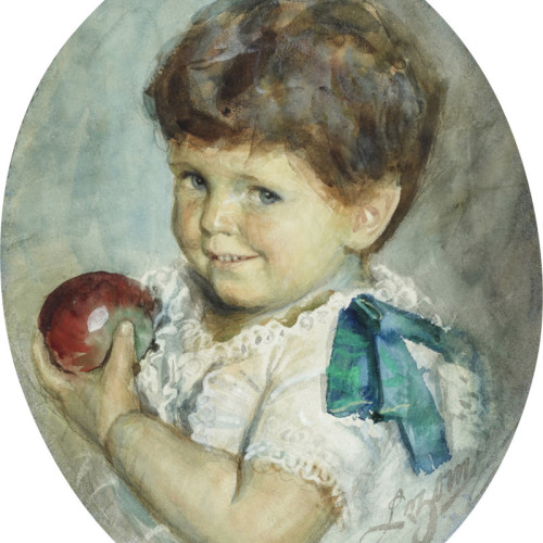 拿着苹果的小孩头像 安德斯·佐恩高清油画下载-028