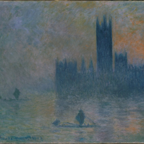 高清油画大图-60-莫奈-（法国，1840至1926年）国会大厦（雾效果）