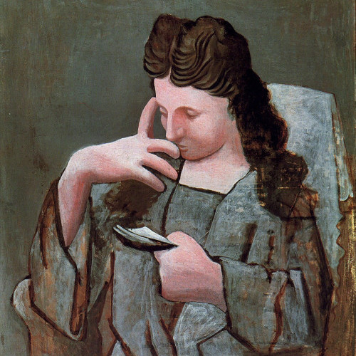 坐着的女子（奥尔加） 毕加索高清油画下载Picasso(268)