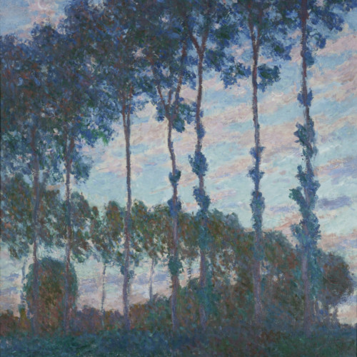 埃普河岸上的杨树，晚景-57-莫奈莫奈高清油画大图下载, 1891