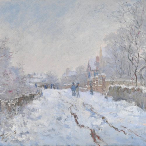 阿金泰尔的雪景-99-莫奈-Snow Scene at Argenteuil, 1875