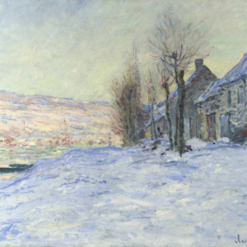 拉瓦科特雪景-83-莫奈-Lavacourt under Snow, 1879