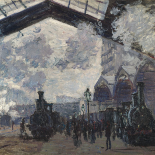 圣拉扎尔站外景-82-莫奈-Saint-Lazare Station, Exterior View, 1877