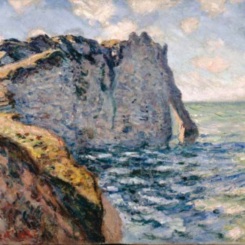阿瓦拉悬崖-156-莫奈-The Cliff of Aval, Etrétat 1885