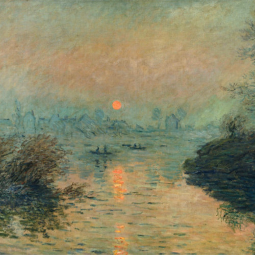 冬天日落下塞纳河上的景色-138-莫奈-Sunset on the Seine, Winter Effect (1880)