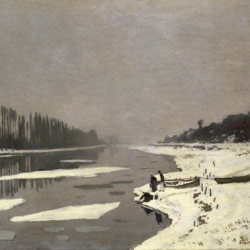 布吉瓦尔塞纳河上的浮冰-116-莫奈-Claude Monet - Ice Floes on the Seine at Bougival (1867-1868)