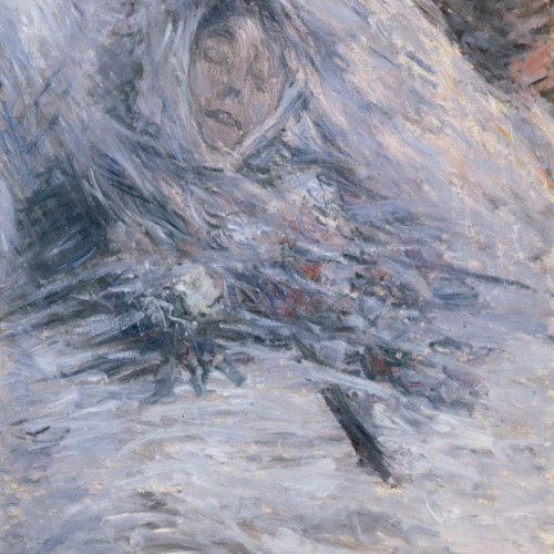 临终前的卡米耶·莫奈-136-莫奈-Camille Monet on her Deathbed (1879)