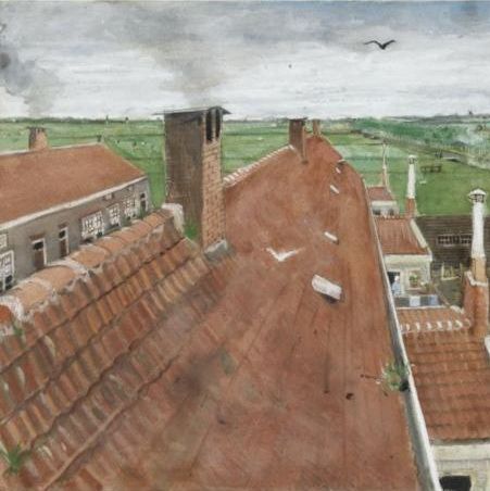 屋顶-梵高油画作品