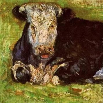 卧着的母牛-梵高油画作品