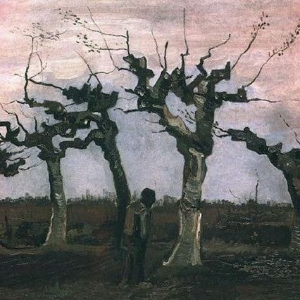 剪过枝的柳树-梵高油画作品