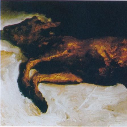 躺在稻草上的初生牛犊-梵高油画作品