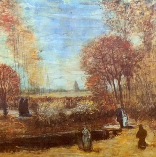 纽南牧师花园的池塘-梵高油画作品