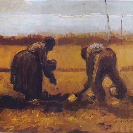 种土豆的农民和农妇-梵高油画作品