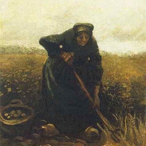 挖土豆的农妇-梵高油画作品
