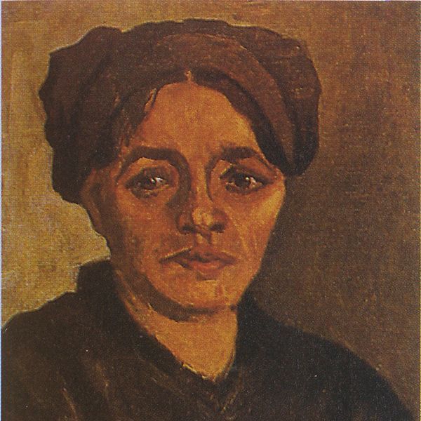 戴深色帽子的农妇1885年-布面油画