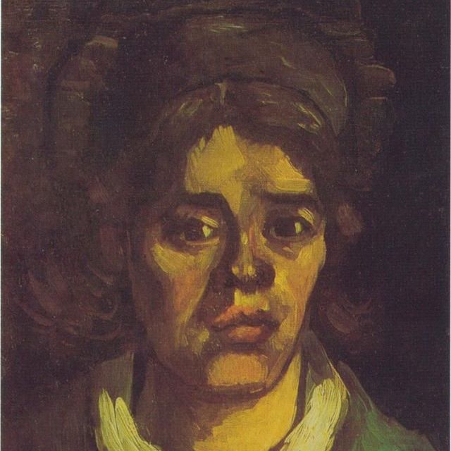 戴深色帽子的农妇1885-布面油画
