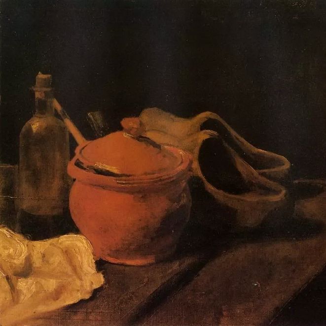 陶器、瓶子和木鞋-梵高油画作品