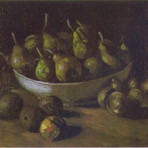 陶碗和梨子-梵高油画作品