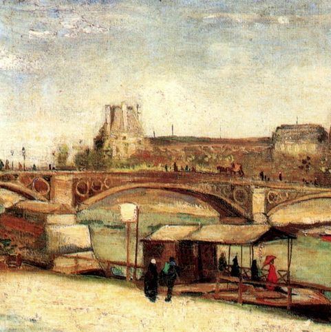 加卢赛桥和卢浮宫-梵高油画作品