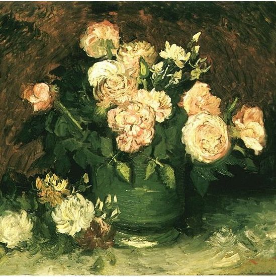 玫瑰和牡丹-梵高油画作品