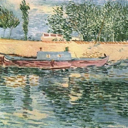 塞纳河岸边的小船-梵高油画作品