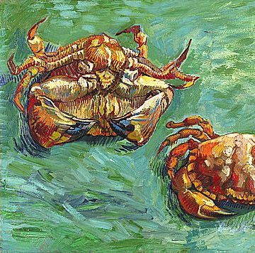 两只螃蟹-梵高油画作品