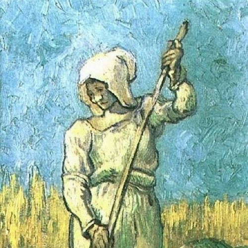 耙草的农妇 (米勒摹作)-梵高油画作品