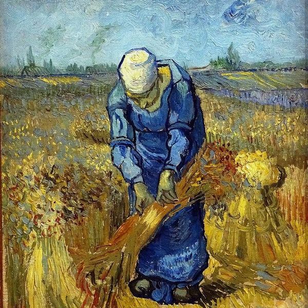 捆麦子的妇女-梵高油画作品
