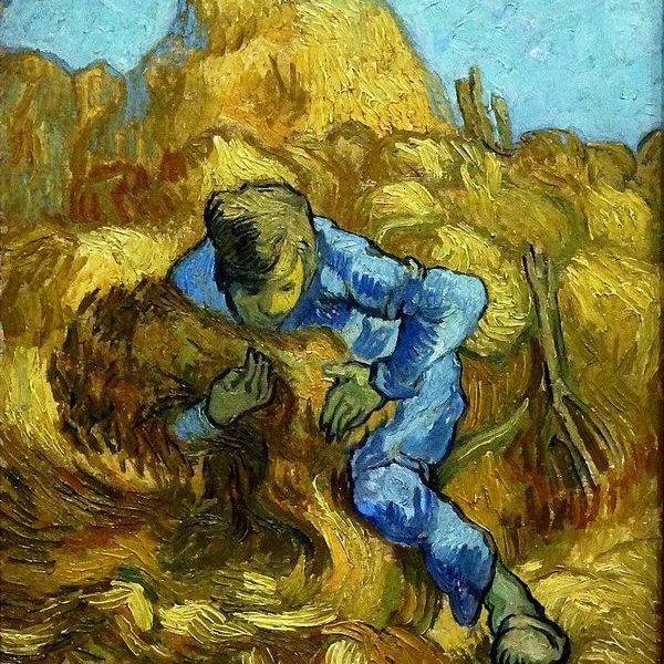 捆麦子的人(仿米勒作品)-梵高油画作品